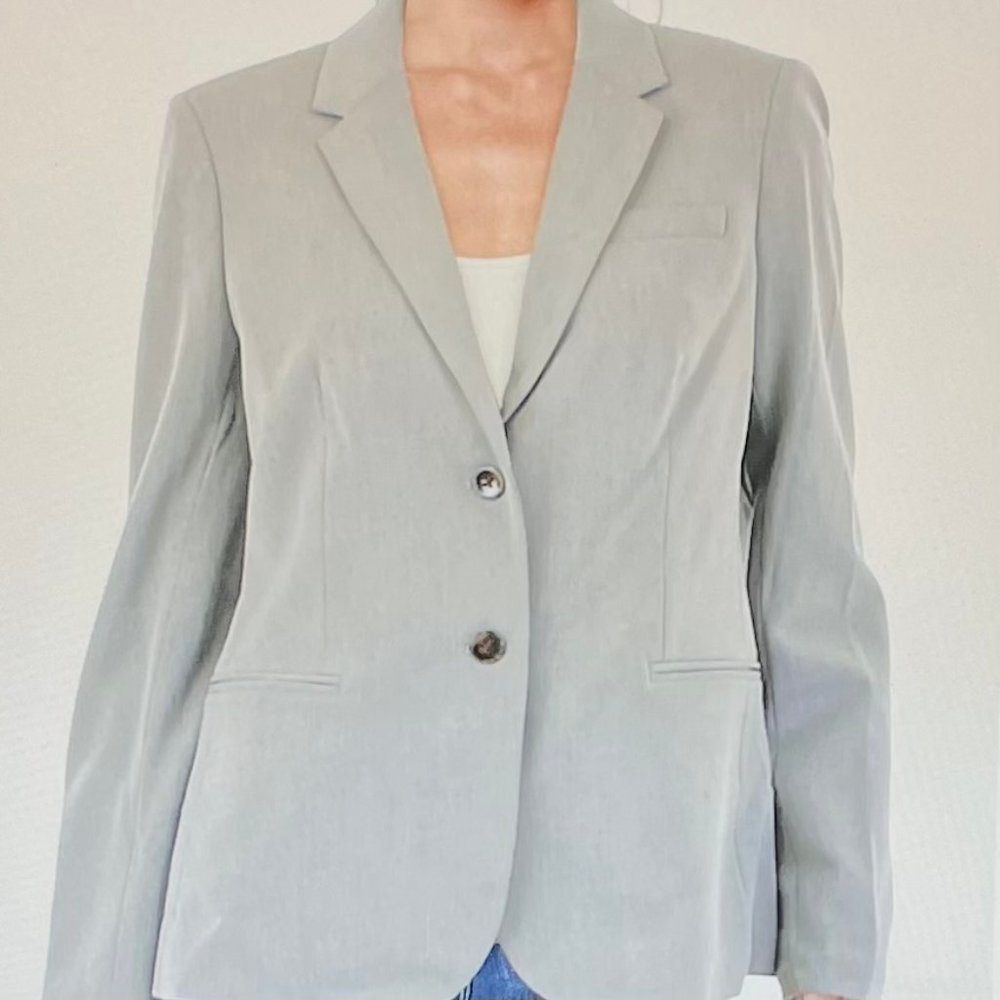 Career Blazer by Magaschoni Lined 2-Button in Heathered Gray (8) New with Tag